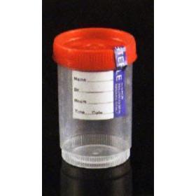 Specimen Containers, with ID Label, 4 oz/120mL, Sterile, Cap Color: Red (QTY. 80 per Case)